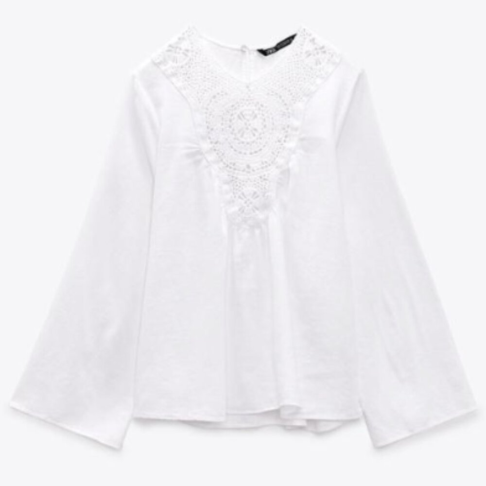 ZARA Mixed Linen Blend Top